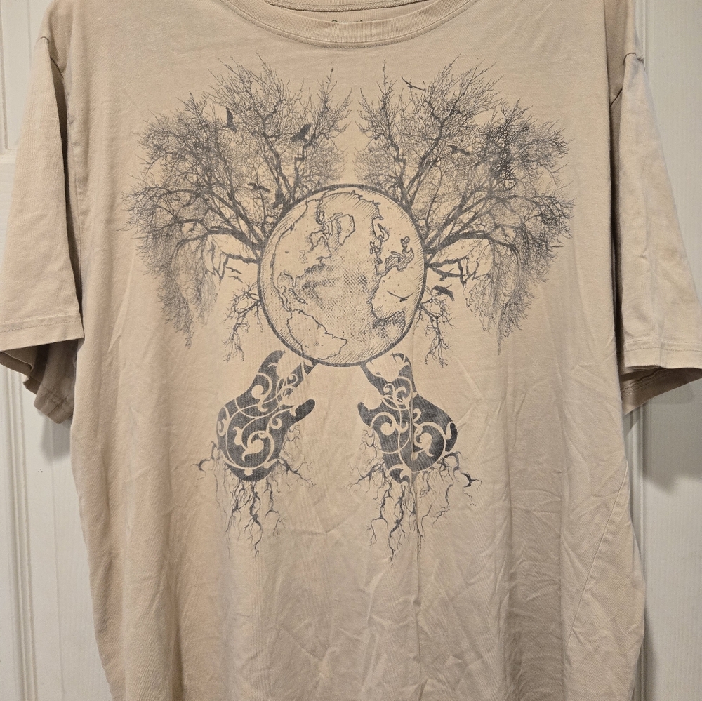Beige Graphic T-Shirt with Earth Design